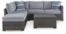 Petal Road Outdoor Loveseat Sectional/Ottoman/Table Set (Set of 4)